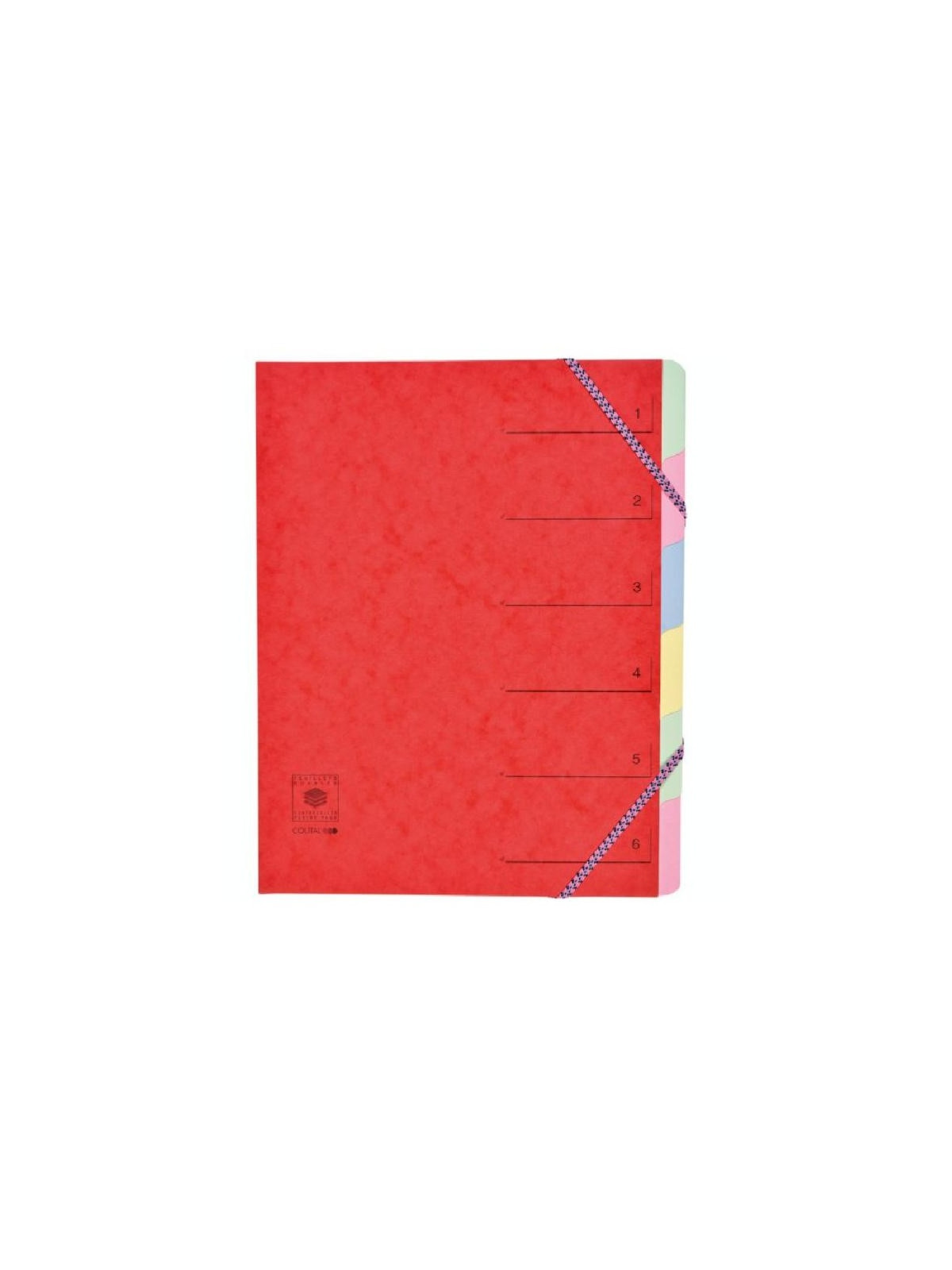 Trieur dos extensible à élastiques carte lustrée - 6 compartiments