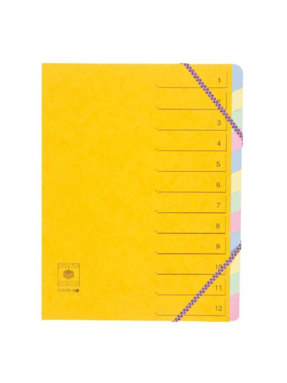 Trieur dos extensible à élastiques carte lustrée - 12 compartiments