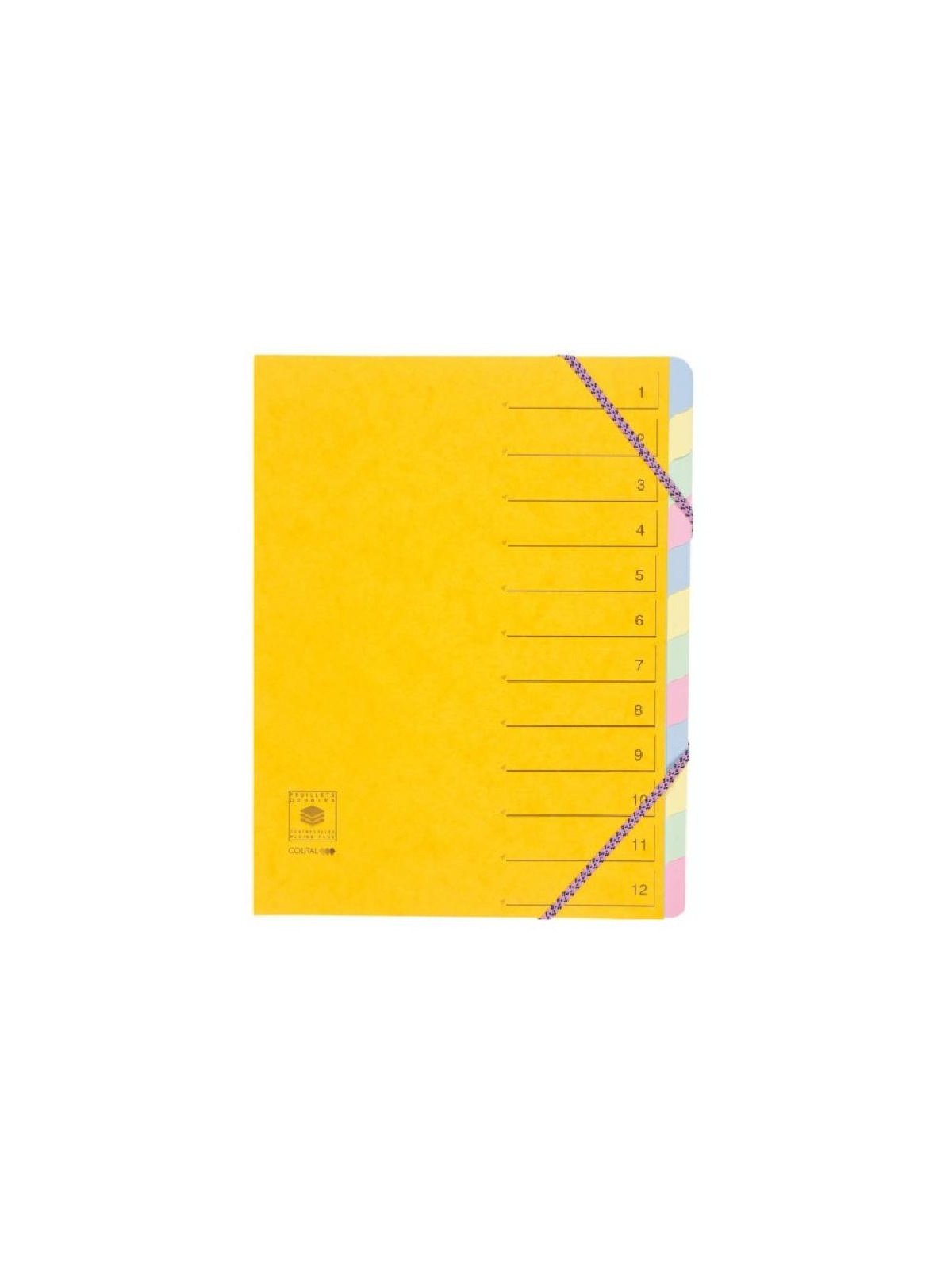 Trieur dos extensible à élastiques carte lustrée - 12 compartiments