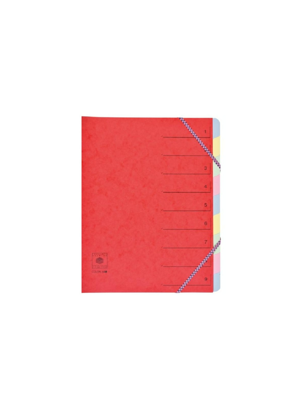 Trieur dos extensible à élastiques carte lustrée - 9 compartiments
