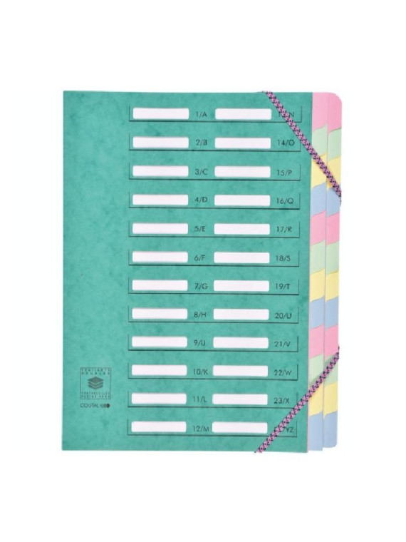 Trieur dos extensible à élastiques carte lustrée - 24 compartiments