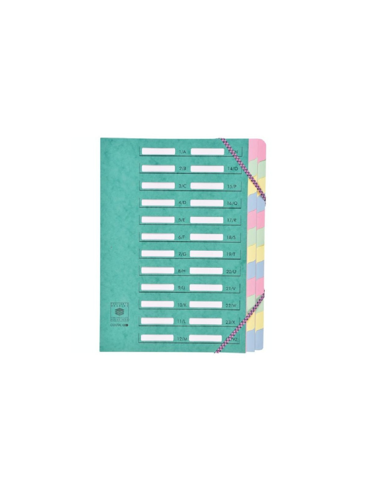 Trieur dos extensible à élastiques carte lustrée - 24 compartiments