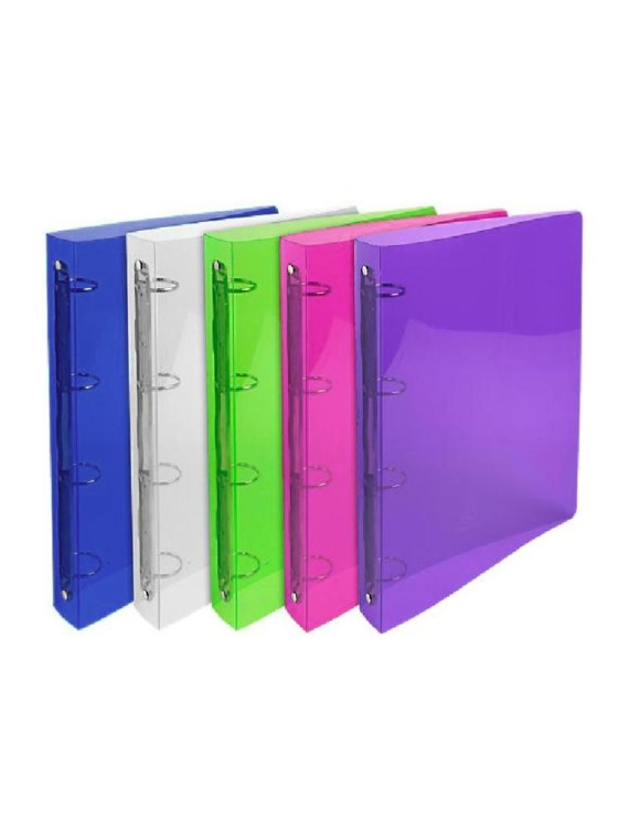 Classeur 4 anneaux souple polypro A4 - Dos 4 cm - Coloris assortis - Le lot de 2
