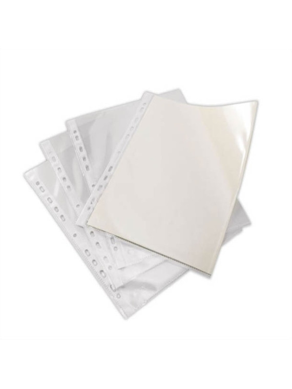 Pochettes perforées transparentes lisses - Polypro 7/100e - Lot de 50