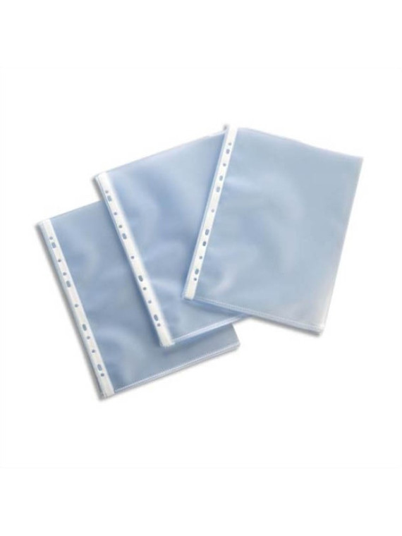 Pochettes Premium perforées transparentes lisses - Polypro 12/100e - Lot de 50