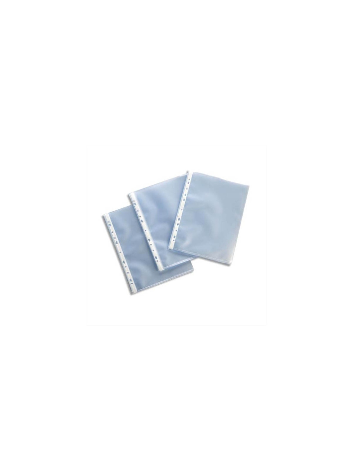Pochettes Premium perforées transparentes lisses - Polypro 12/100e - Lot de 50