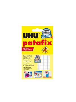 Pastilles adhésives PATAFIX UHU - L'étui de 80 pastilles blanches