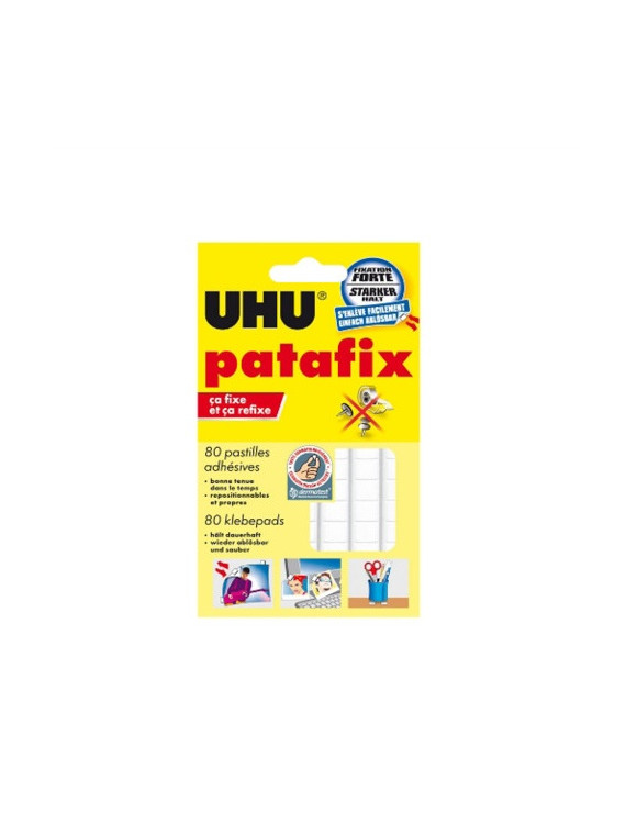 Pastilles adhésives PATAFIX UHU - L'étui de 80 pastilles blanches