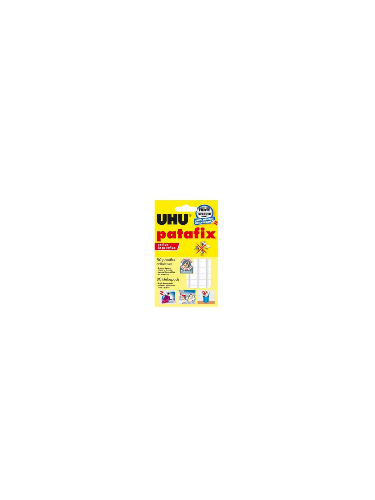 Pastilles adhésives PATAFIX UHU - L'étui de 80 pastilles blanches