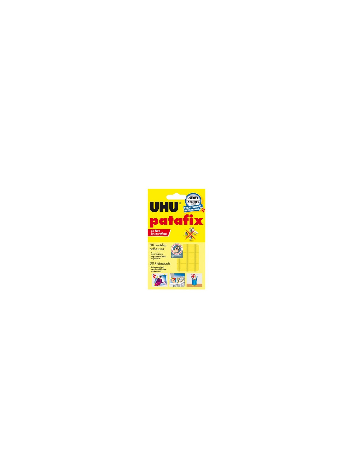 Pastilles adhésives PATAFIX UHU - L'étui de 80 pastilles jaunes