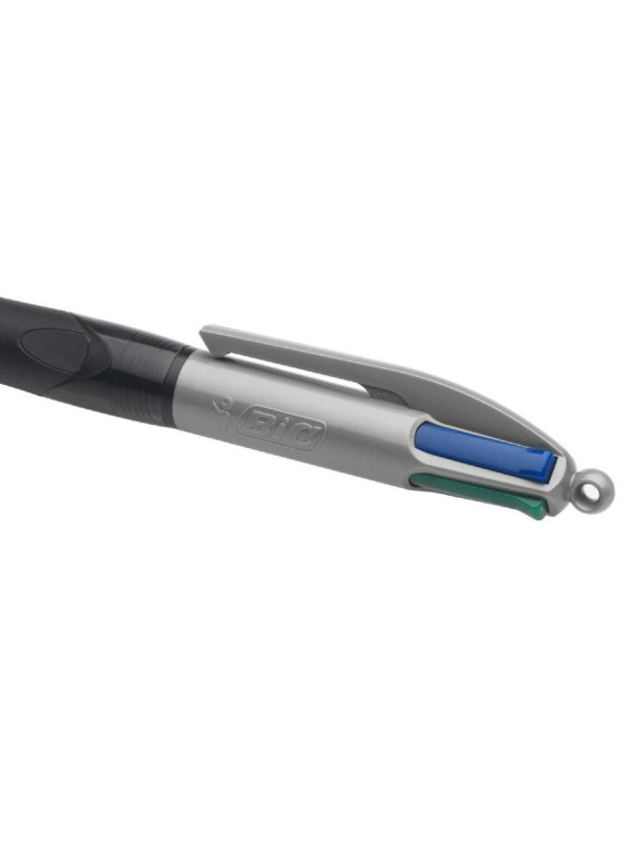 Stylo bille BIC 4 couleurs Grip Pro rétractable - Pointe moyenne