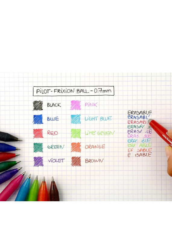 Pochette de 4 stylos roller effaçables Pilot FriXion Ball à capuchon - Pointe moyenne