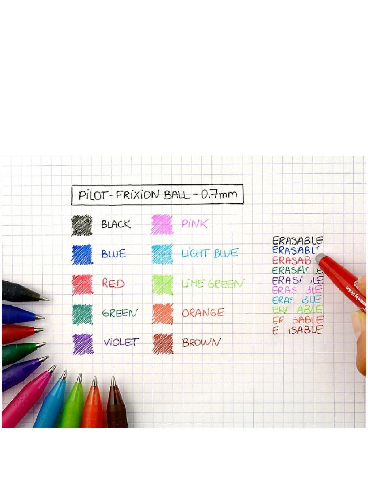 Pochette de 4 stylos roller effaçables Pilot FriXion Ball à capuchon - Pointe moyenne