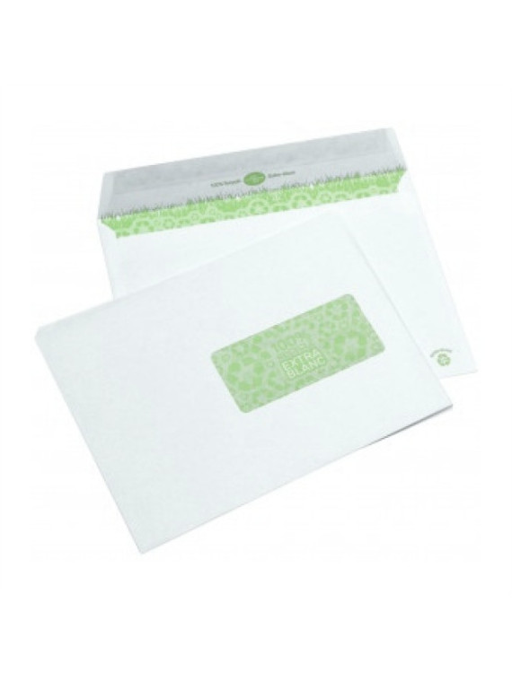 Enveloppes blanches recylées 162 x 229 mm (C5) - 80g - Fenêtre 45 x 100 - Lot de 50
