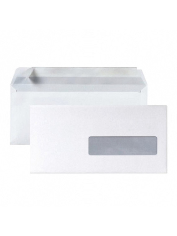 Enveloppes blanches 110 x 220 mm (DL) - 80g - Fenêtre 35 x 100 - Lot de 50