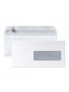 Enveloppes blanches 110 x 220 mm (DL) - 80g - Fenêtre 45 x 100 - Lot de 50