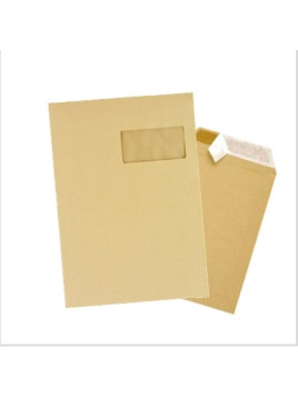 Pochette Kraft brun 229 x 324 mm (C4) 90g - Fenêtre 50 x100 - Lot de 50