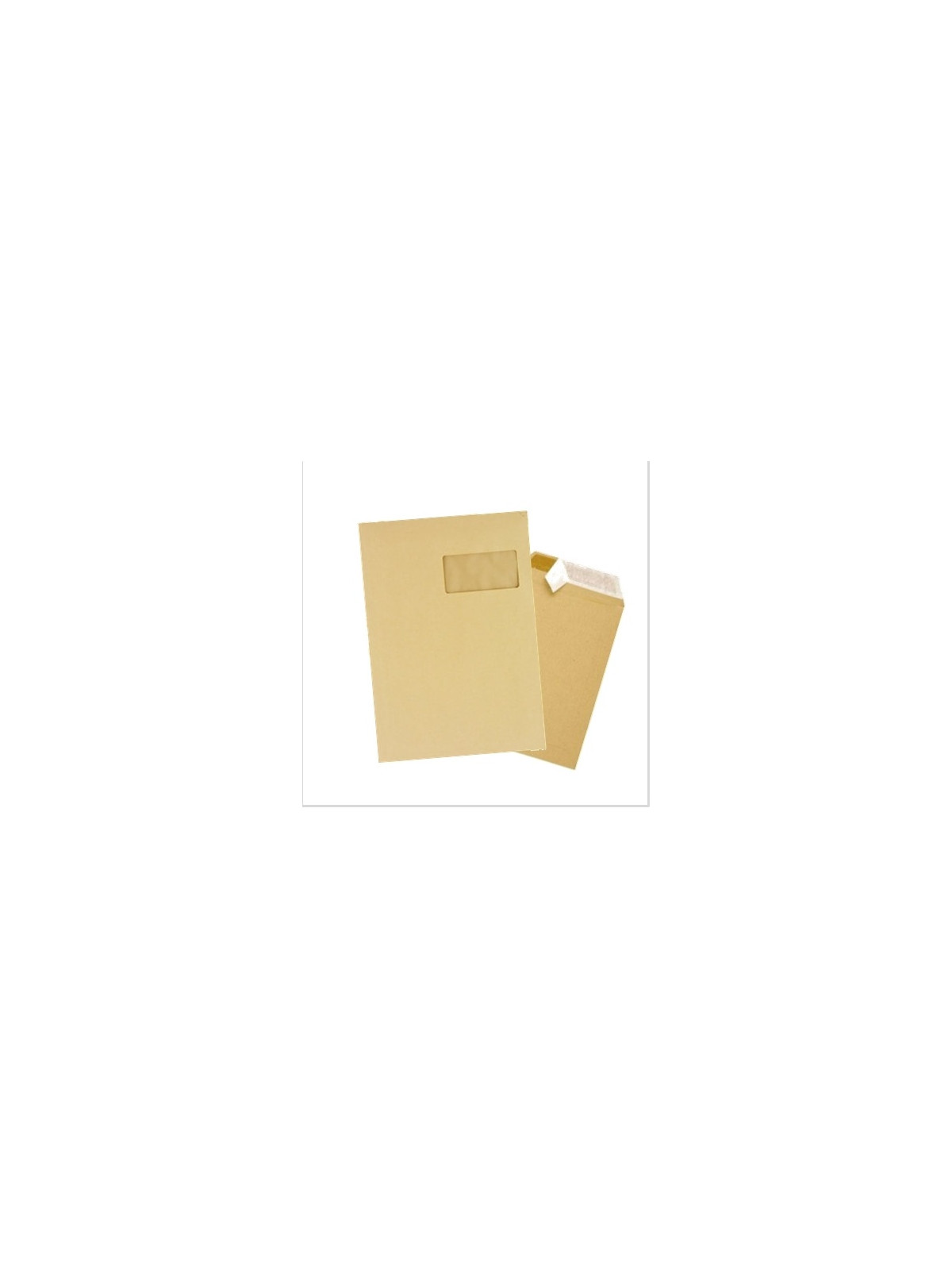 Pochette Kraft brun 229 x 324 mm (C4) 90g - Fenêtre 50 x100 - Lot de 50