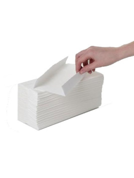 Essuie-mains Ecolabel plié à plat - 144 feuilles 25,5 x 20 cm - Le carton de 21
