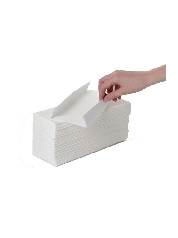 Essuie-mains Ecolabel plié à plat - 144 feuilles 25,5 x 20 cm - Le carton de 21