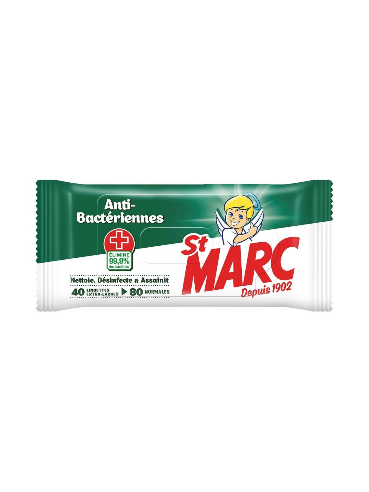 Lingettes désinfectantes antibactériennes ST MARC - Le paquet de 40