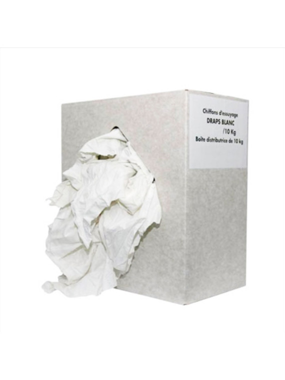 Chiffons blancs 100% coton - Le carton de 10 kg