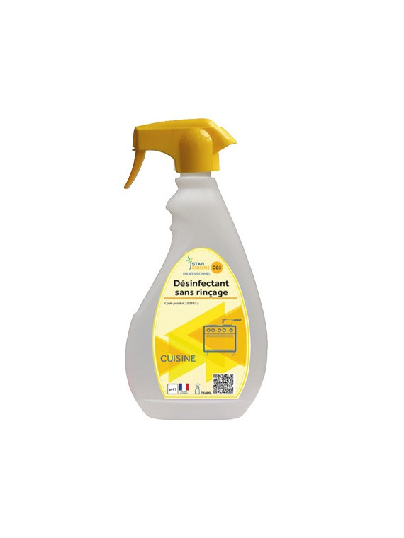 Désinfectant alimentaire bactéricide & fongicide EN 14476 sans rinçage - Le pulvérisateur 750 ml