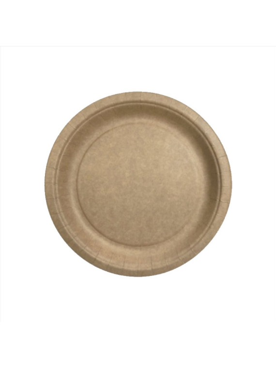 Assiette ronde en carton kraft biodégradable 17,5 cm - Le paquet de 50