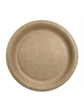 Assiette ronde en carton kraft biodégradable 22,5 cm - Le paquet de 50