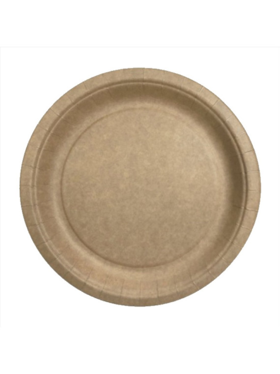 Assiette ronde en carton kraft biodégradable 22,5 cm - Le paquet de 50