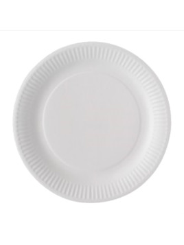 Assiette ronde en carton blanc biodégradable 23 cm - Le paquet de 100