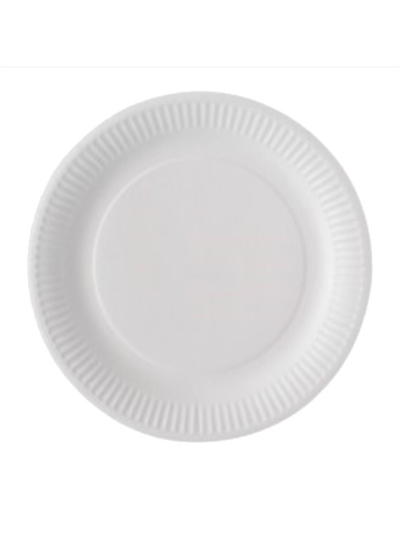 Assiette ronde en carton blanc biodégradable 23 cm - Le paquet de 100