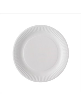 Assiette ronde en carton blanc biodégradable 18 cm - Le paquet de 100