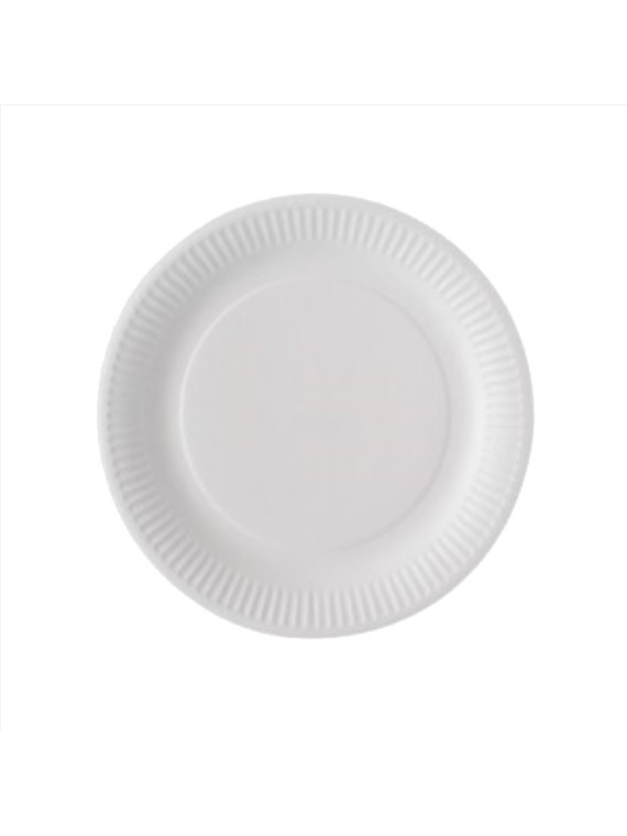 Assiette ronde en carton blanc biodégradable 18 cm - Le paquet de 100