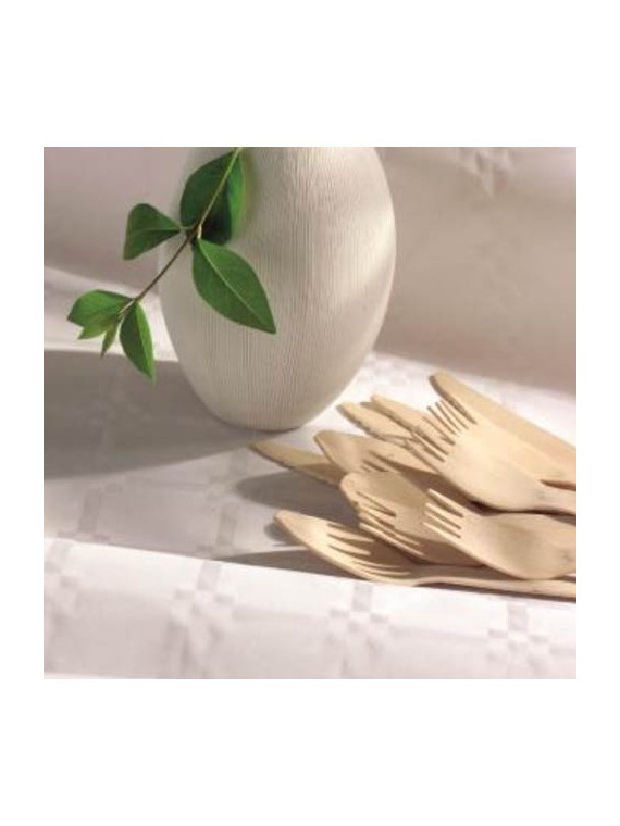Nappe en rouleau papier damassé recyclé blanc - Le rouleau de 100 m
