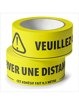 Adhésif de marquage au sol avec message distance de sécurité à respecter - Lot de 6