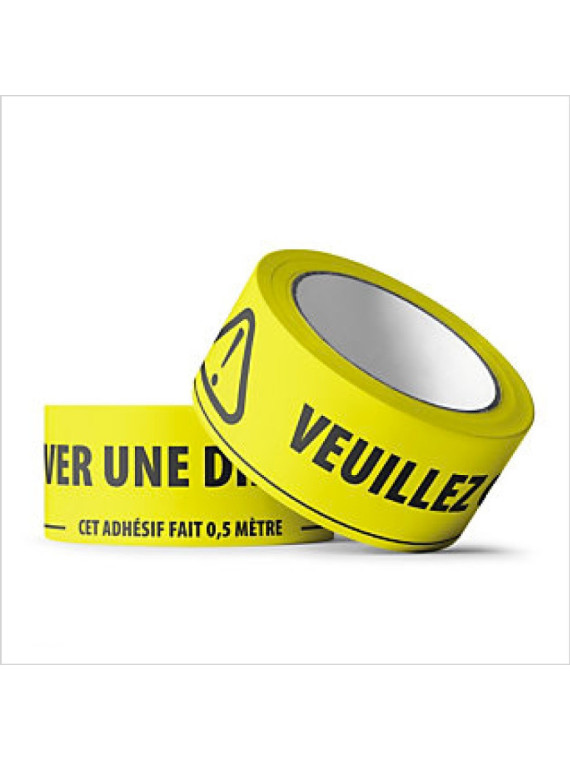 Adhésif de marquage au sol avec message distance de sécurité à respecter - Lot de 6