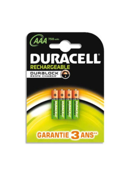Piles rechargeables AAA / HR3 Duracell - 1,2V - blister de 4