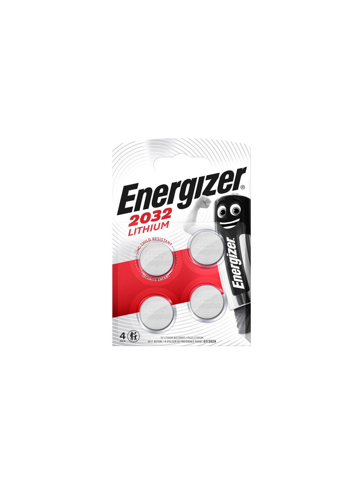 Pack 4 Piles boutons Energizer lithium 3V CR 2032