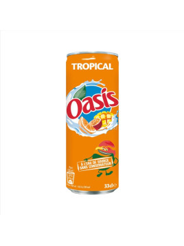 Boisson aux fruits et eau de source OASIS Tropical 33cl - Le pack de 24 canettes