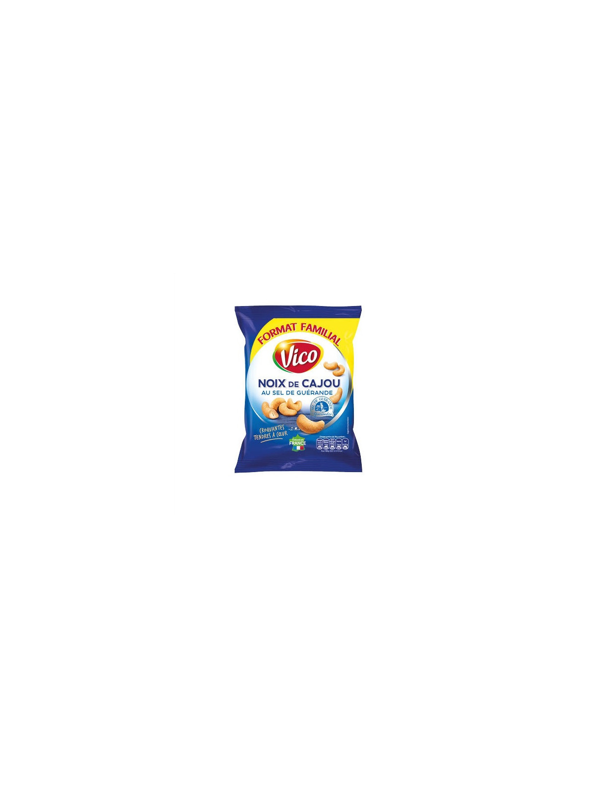 Noix de cajou grillées et salées au sel de Guérande VICO - Le sachet de 160g
