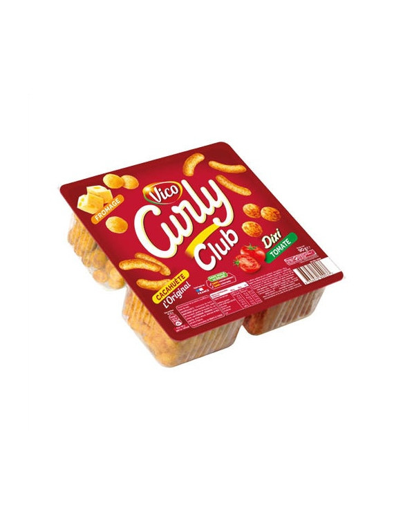 Biscuits apéritifs assortiment CURLY Club VICO - Les 3 barquettes de 90g