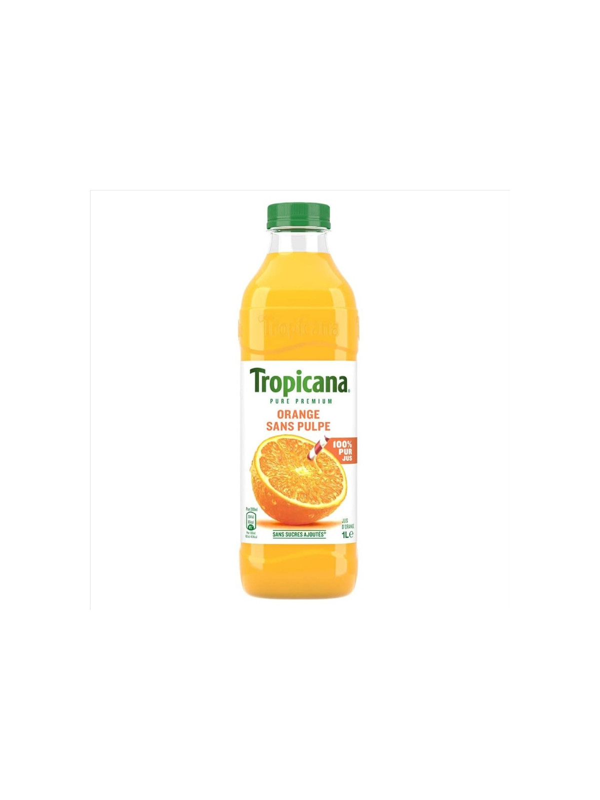 Jus d'orange pur jus sans pulpe sans sucres ajoutés TROPICANA 1L - Le pack de 4 bouteilles