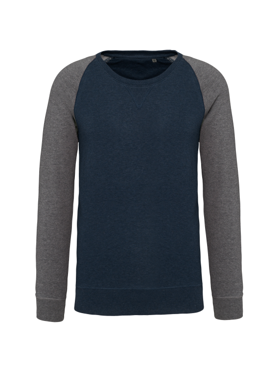 Sweat-shirt French Terry Bio bicolore col rond manches raglan homme