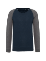 Sweat-shirt French Terry Bio bicolore col rond manches raglan homme