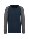 Sweat-shirt French Terry Bio bicolore col rond manches raglan homme