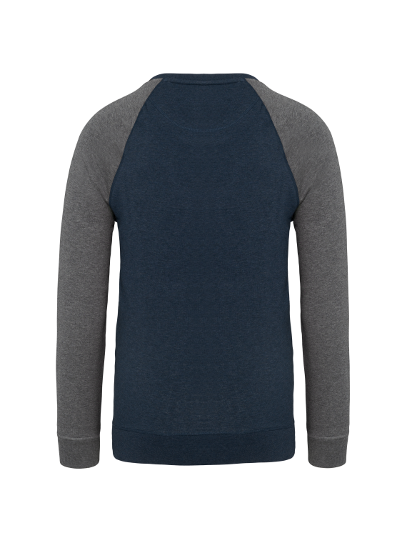 Sweat-shirt French Terry Bio bicolore col rond manches raglan homme