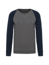 Sweat-shirt French Terry Bio bicolore col rond manches raglan homme