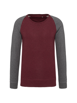 Sweat-shirt French Terry Bio bicolore col rond manches raglan homme