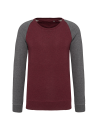 Sweat-shirt French Terry Bio bicolore col rond manches raglan homme